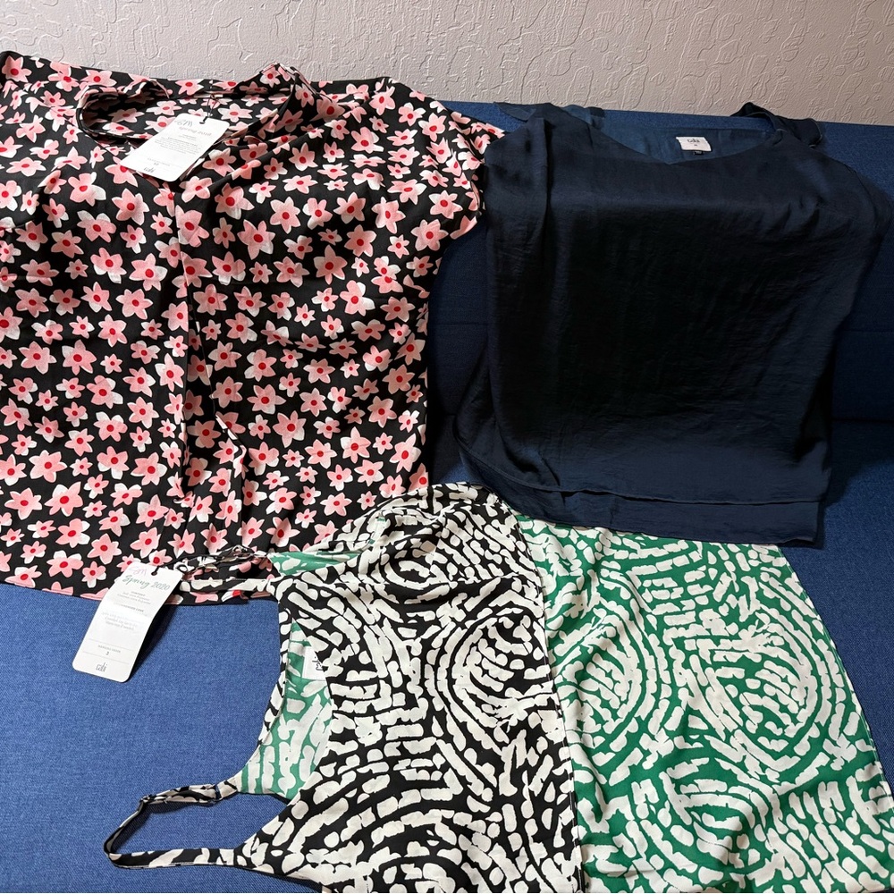 New bundle of CAbi Floral and Abstract Blouses - Pink, Black, Green, White